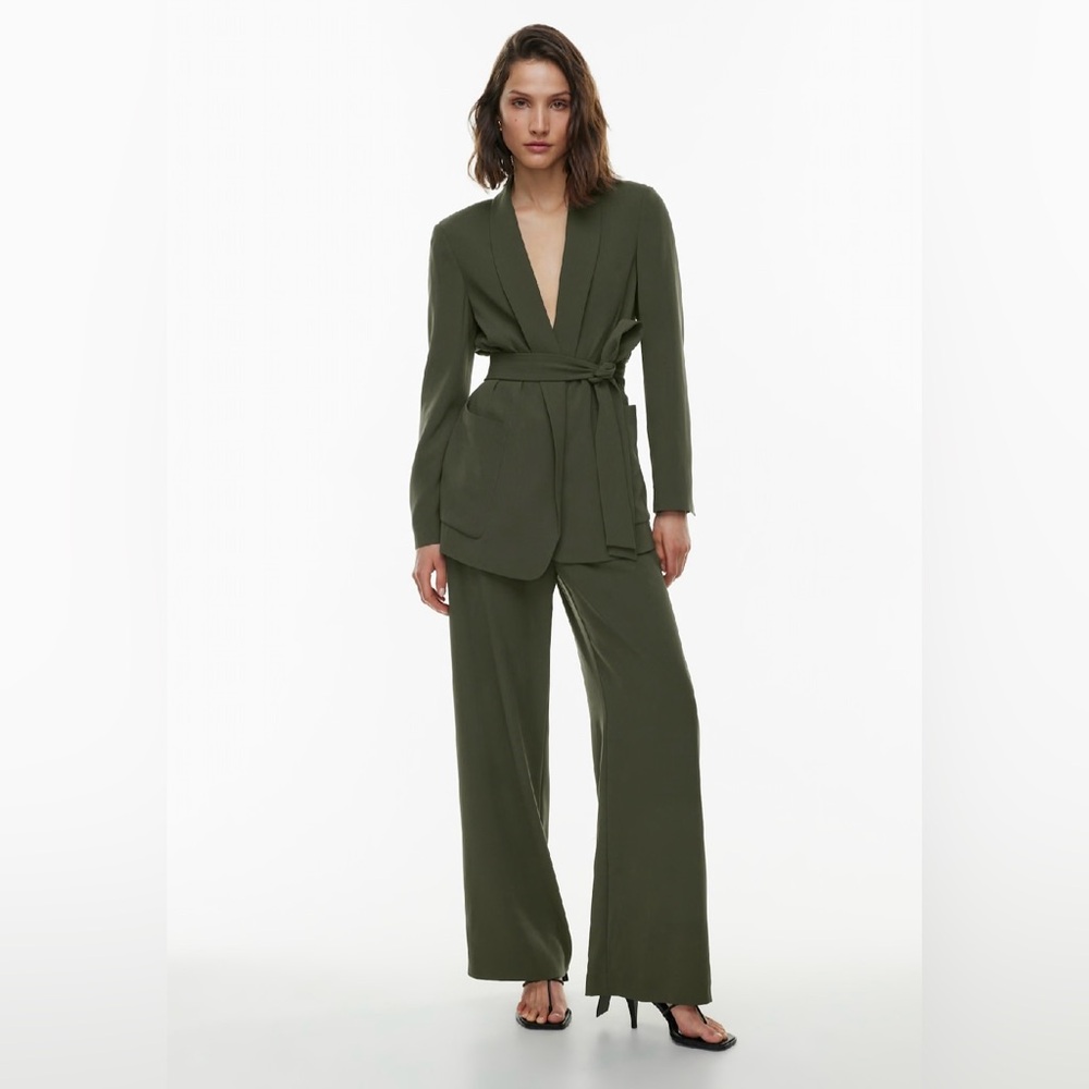 Aritzia Babaton Executive Wrap Blazer in Olive Green
